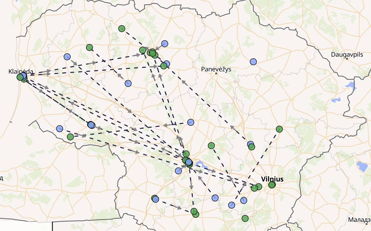Pervežimo užklausų žemėlapis