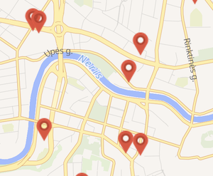 Žemėlapis su objektais